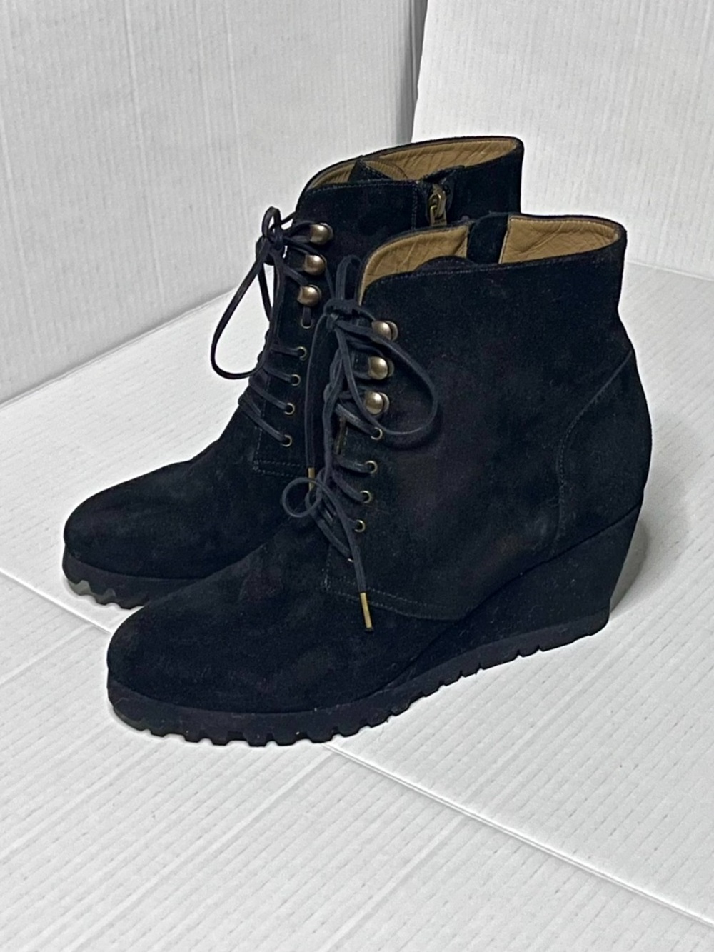 ANYI LU Suede Wedge Bootie